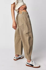 Mid Rise Washed Relaxed Wide Leg Jeans