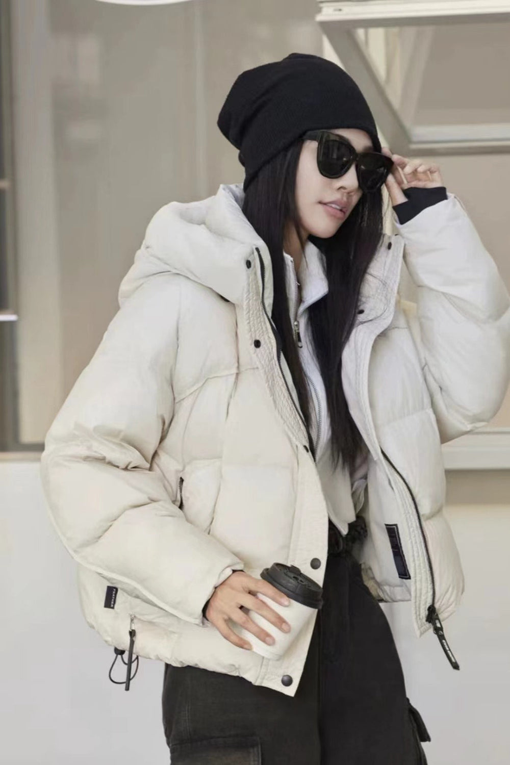 Cropped Hooded Insulated Puffer Jacket
