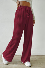 Elastic High Waist Solid Straight Leg Knit Pants