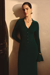 Elegant Collared Knit Sweater Dress