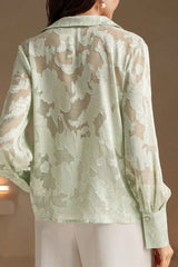 Casual Jacquard Turtleneck Blouse