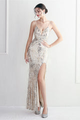 Intricate Beadwork Figure Hugging Gown Formal Dress