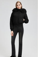 Plush Hooded Faux Fur Collar Puffer Jacket