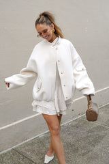 Wool Stand Collar Loose Jacket