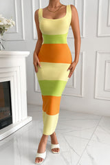 Backless Strap Tie-Dye Slim Sweater Dress