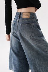 High Waist Cropped Wide Leg Vintage Jeans