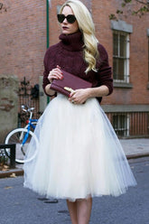 Adult High Waist Tulle Puff Mini Skirt