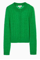 Mohair Blend Cable Knit Cardigan