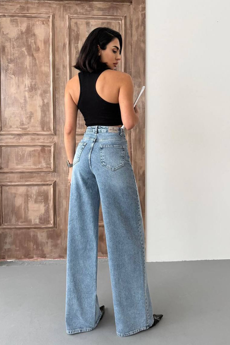 High Waist Straight Floor Jeans