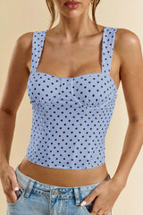 Chic Polka Dot Bustier Sleeveless Tank Top
