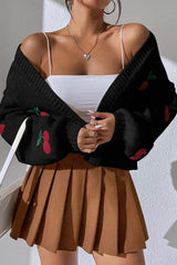 Embroidered Knit Open Front Sweater