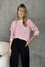 Cotton Striped Crew Neck Long Sleeve Tee