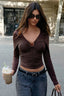 Deep V Neck Bodycon Long Sleeve Tee
