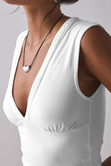 Deep V Ruched Sleeveless Tank Top