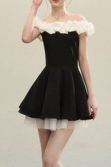 Ballet Neck Color Block Mini Dress