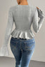 Flounced V-Neck Bodycon Knit Top