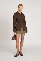 Waist Defining Tie Slim Fit Blouse