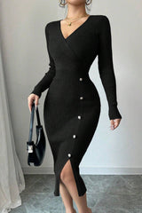 Slim Fit Midi Knit Sweater Dress