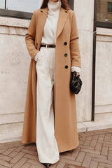 Warm Wool Solid Color Long Overcoat