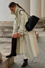Belted Long Line Vintage Trench Overcoat
