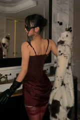 Sexy Corset Lace Up Spaghetti Strap Waist Cinched Mini Dress