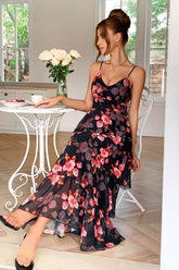Strap Slim Vacation Maxi Floral Dress