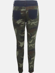 Ripped Camouflage Printed Jeans Jeans