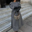 2024 Autumn Winter Women Elegant Lace up Wool Blends Long Coats Gray / S