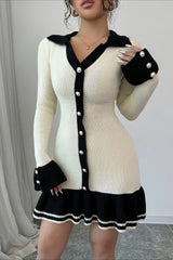 Long Sleeve Ruffle Sweater Dress