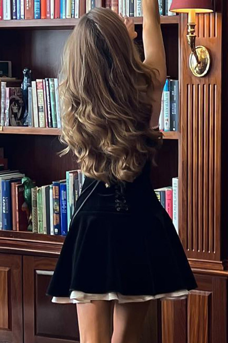 Velvet Bustier A-line Cocktail Dress