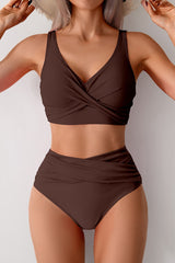 High Waist Solid Bodycon Two Piece Swim Set