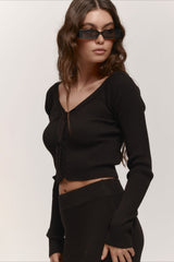 V-Neck Knit Crop Top Sweater Dress