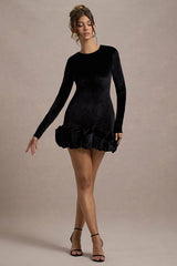 Velvet Crew Neck Ruched Midi Dress