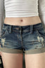 Rhinestone Distressed Denim Mini Shorts