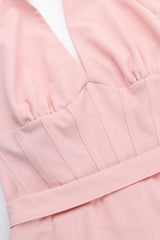 Elegant Deep V Halter Backless Maxi Party Dress