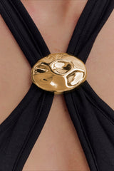 Metal Trim Halter Cutout Chic Tank Top