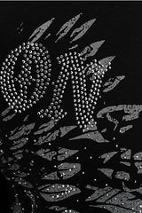 Rhinestone Print High Waist Wide Leg Pants