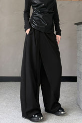 Minimalist Asymmetrical Belt Wide Leg Pants