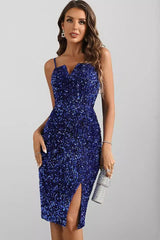 Sequin Spaghetti Strap Midi Dress