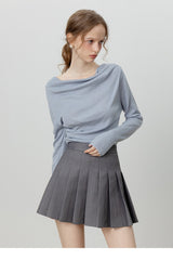 Elegant Slit Neck Tied Waist Knit Top