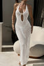 V Neck Halter Hollow Out Side Slit Knit Cover Up