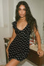 Polka Dot V-Neck Mesh Bodycon Mini Dress