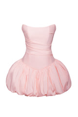 Oletta Pink Corset Strapless Graceful Bubble Hem Mini Dress Dresses