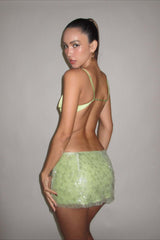 Solid Color Sequin Fitted Party Mini Skirt