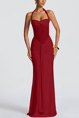 Mesh Panel Sash Maxi Dress