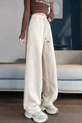 Draped Wide Leg Plush Knit Pants