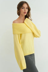 Solid Color Off Shoulder Knitted Sweater