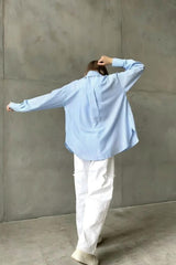 Relaxed Fit Striped Long Sleeve Blouse