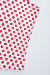 Chic Polka Dot Floral Sleeve Fitted Top Mini Skirt Set