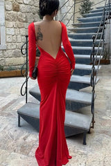 Long Sleeve Backless Bodycon Formal Dress